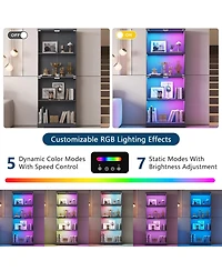 Vlsrka Glass Display Cabinet 4-Tier with Rgb Light and Security Lock