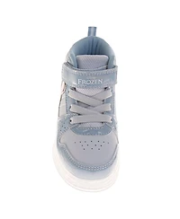 Disney Little Girls Frozen Anna and Elsa Light-Up High-Top Sneakers with Hook Loop Closure