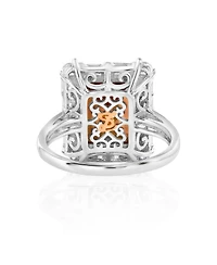 Suzy Levian Sterling Silver Emerald-Cut Cubic Zirconia Baguette Halo Ring