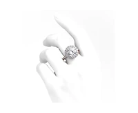 Genevive Brilliant White Gold Plated Round Cz Halo Pave Statement Ring