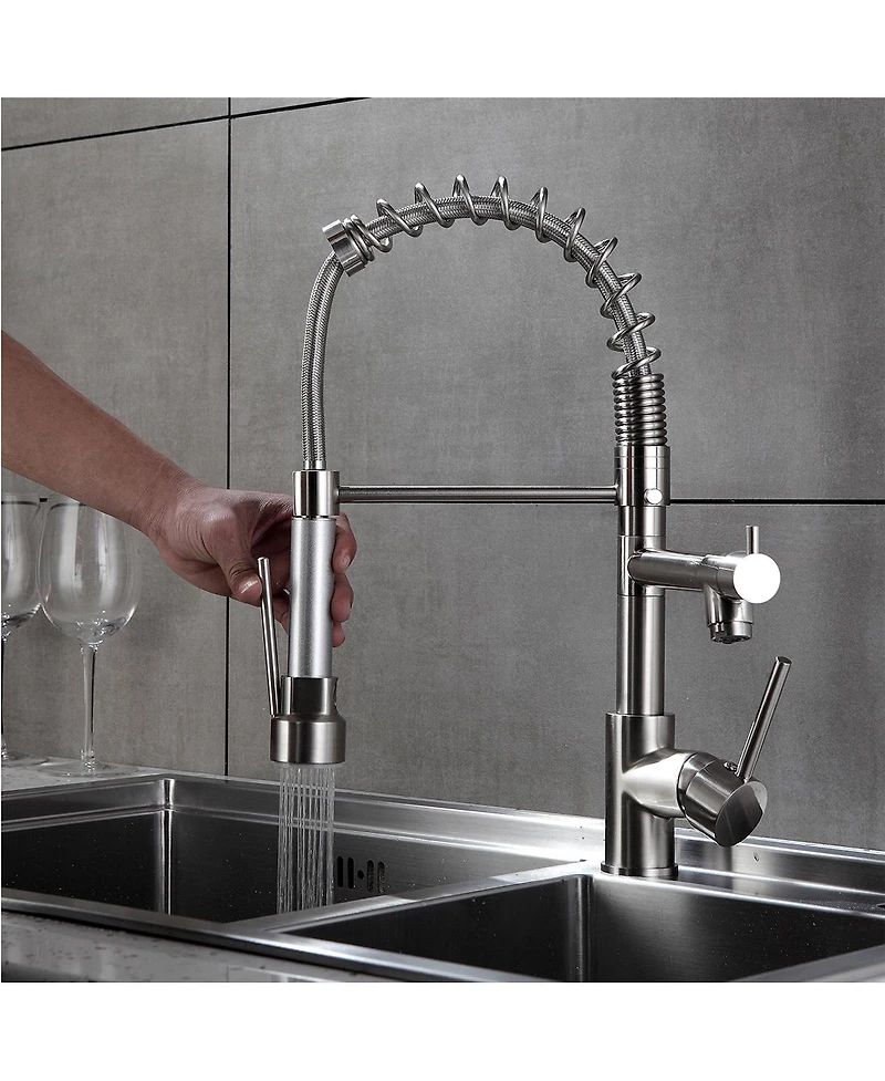 Phying Kitchen Faucet with Pull Down Sprayer Brushed Nickel Stainless Steel Single Handle Kitchen Sink Faucets