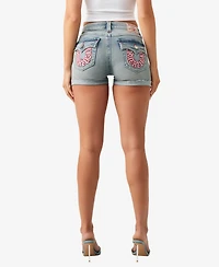 True Religion Women's Jennie Skinny Mid-Rise Flap Shorts