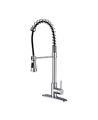 Phying Brushed Nickel Single Handle Commercial Modern Spring High Arc Kitchen Faucet Water Filter System Bends as You Want