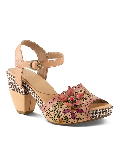 L'Artiste Women's Ankle Strap with Hand-Painted Design