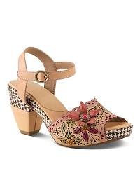 L'Artiste Women's Ankle Strap with Hand-Painted Design