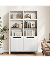 homfan 74.5 Inch Tall Bookshelf with Double Storage, 6-Tier Large Bookshelf, Double Wide Bookshelves with/ 12 Cubbies, Wide Freestanding Bookcases