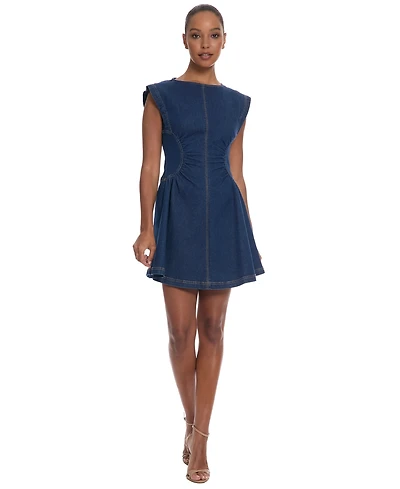 Donna Morgan Women's Soft Stretch Jewel Neck Zipper Dress
