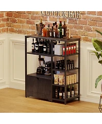 homfan Multifunctional 5-Tier Freestanding Bookshelf Modern Metal Frame, Storage Drawers, Particle Board Shelves