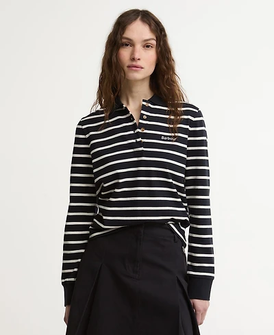 Barbour Women's Ashwell Rib Knit Collar Polo Top