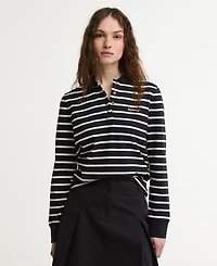 Barbour Women's Ashwell Rib Knit Collar Polo Top