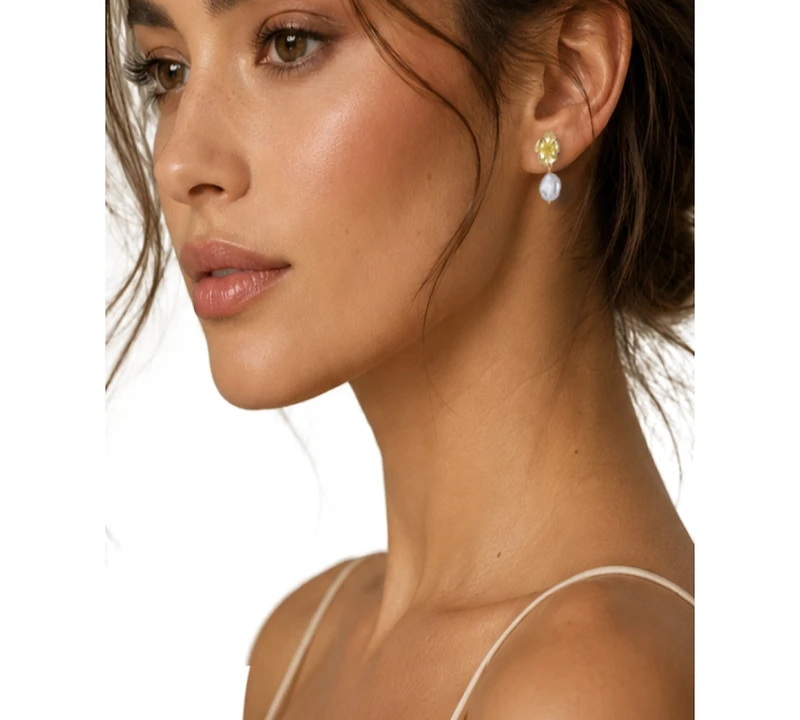 Belle de Mer Cultured Freshwater Pearl (9-10mm) Drop Earrings
