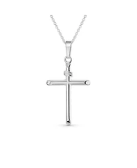 Bling Jewelry Religious Cross Pendant Necklace Minimalist Simple Tube Style .925 Sterling Silver inch
