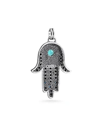 Bling Jewelry Spiritual Talisman Evil Hamsa Hand Pendant Necklace and Cz .925 Sterling Silver