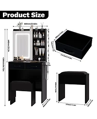 homfan Elegant Bedroom Vanity Table and Chair Set, Stylish Makeup Dressing Table, Comfortable Seat, Ideal for Home Decor Organization