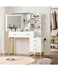 homfan Vanity Table with Mirror, Elegant Dressing Table for Bedroom, Spacious Storage and Sturdy Build, Easy Assembly Makeup Desk