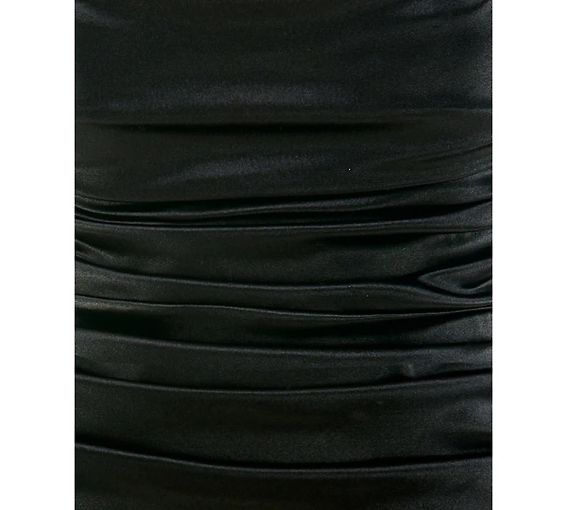 City Studios Juniors' Applique Trim Ruched Short Dress