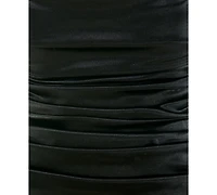 City Studios Juniors' Applique Trim Ruched Short Dress