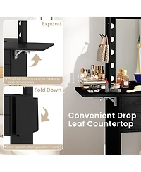 Slickblue Compact Vanity Desk Set with 3 Color Lighted Mirror
