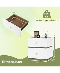 Slickblue 2 Drawer Modern Nightstand with Storage for Bedroom and Living Room