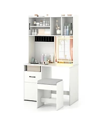 Slickblue Tall Makeup Vanity Table with Mirror and Smart Charging Station for Bedroom