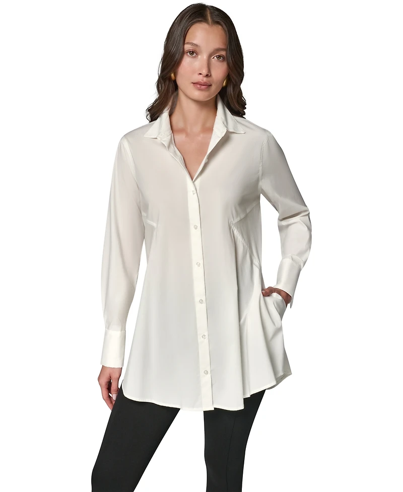 Donna Karan New York Women's A-Line Button Down Poplin Tunic