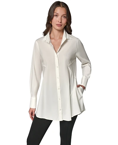 Donna Karan New York Women's A-Line Button Down Poplin Tunic