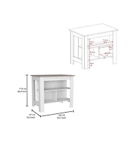 Tuhome Cala Kitchen Island Anti Microbial Light Oak / White Mdf
