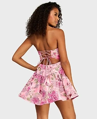 Alex & Sophia Juniors' Strapless Jacquard Dress