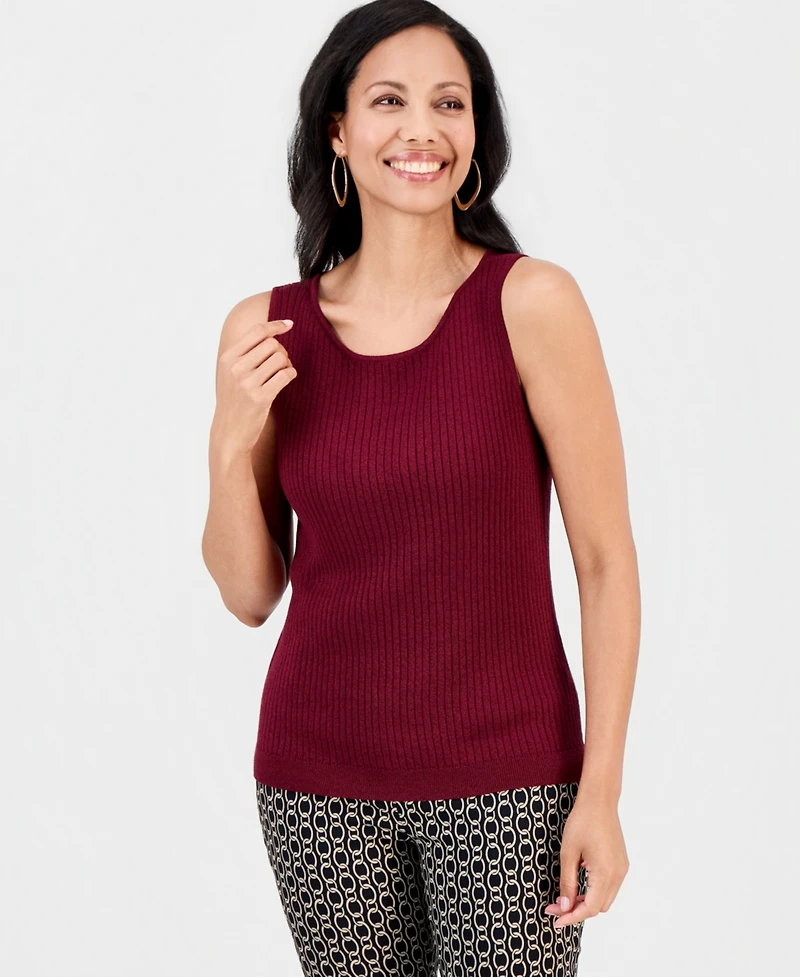 Jm Collection Women's Crewneck Pointelle Sweater Tank Top, Macy's Exclusive