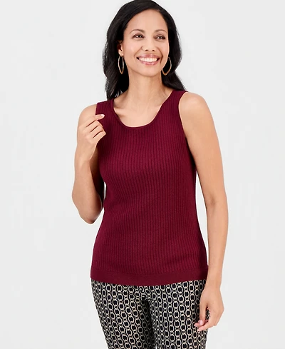Jm Collection Women's Crewneck Pointelle Sweater Tank Top, Macy's Exclusive