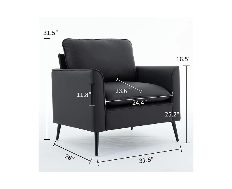 sumyeg Leather Upholstered Sofa Chair Set of 2