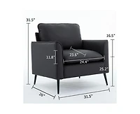sumyeg Leather Upholstered Sofa Chair Set of 2