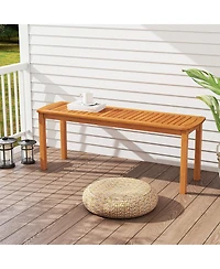 Sugift Acacia Wood Outdoor Garden Bench with Slatted Seat, Weather Resistant Patio Park Bench for 2-3 People