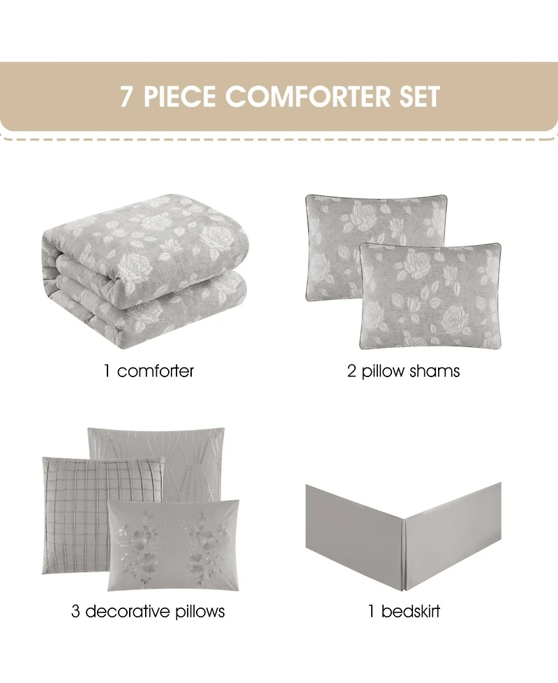 Stratford Park Leana Floral 7-Piece Comforter Set, Queen