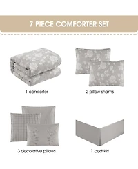 Stratford Park Leana Floral 7-Piece Comforter Set, Queen
