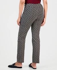 Jm Collection Women's Chain Rivet Pull-On Straight Geometric-Print Rayon-Blend Pants, Macy's Exclusive