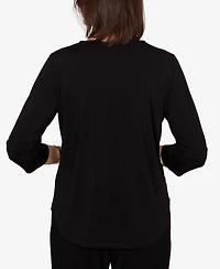 Alfred Dunner Women's Vertical Spliced Animal Puff Printed Top