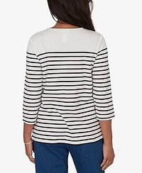 Alfred Dunner Women's Sunflower Stripe Knit Top