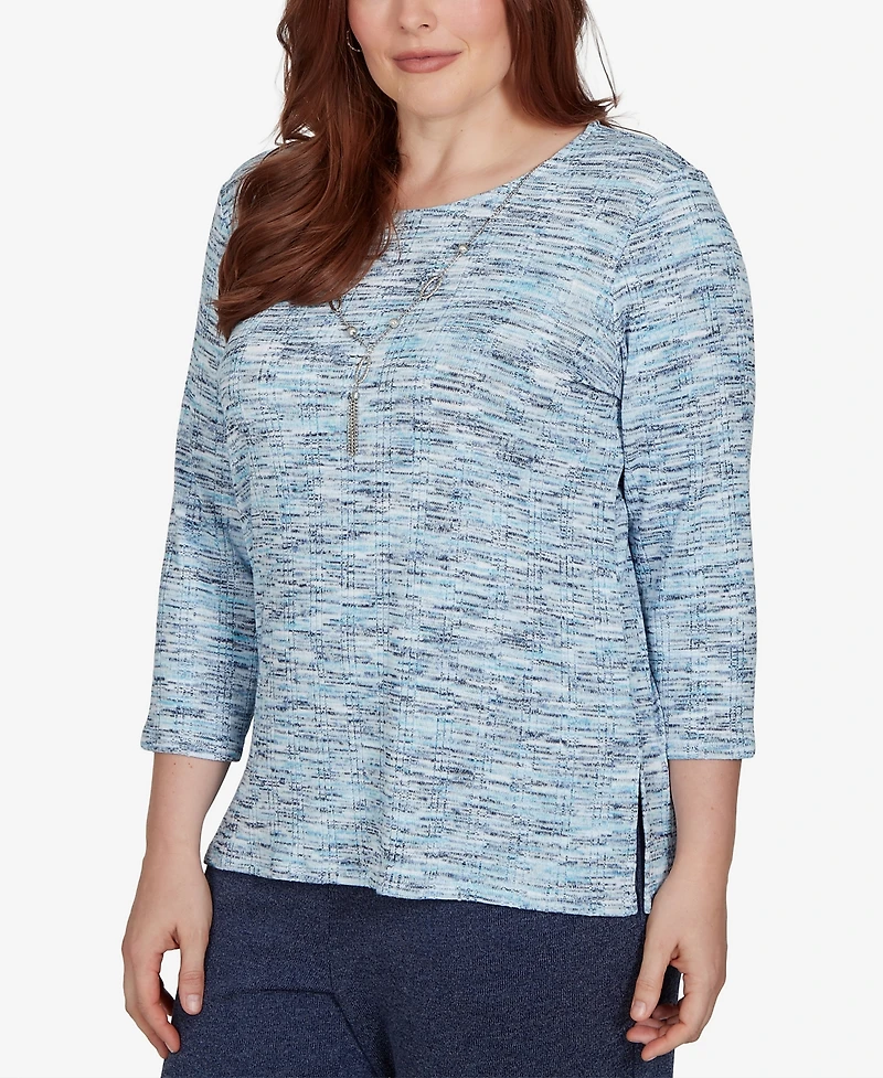 Alfred Dunner Women's Space Dye 3/4-Sleeve Top