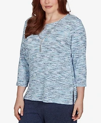 Alfred Dunner Women's Space Dye 3/4-Sleeve Top
