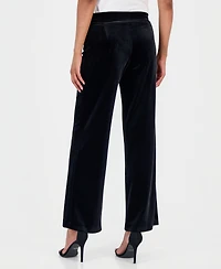 Anne Klein Women's Velvet High-Rise Pull-On Wide-Leg Pants