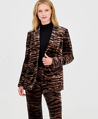Anne Klein Women's Velvet Animal-Print Blazer