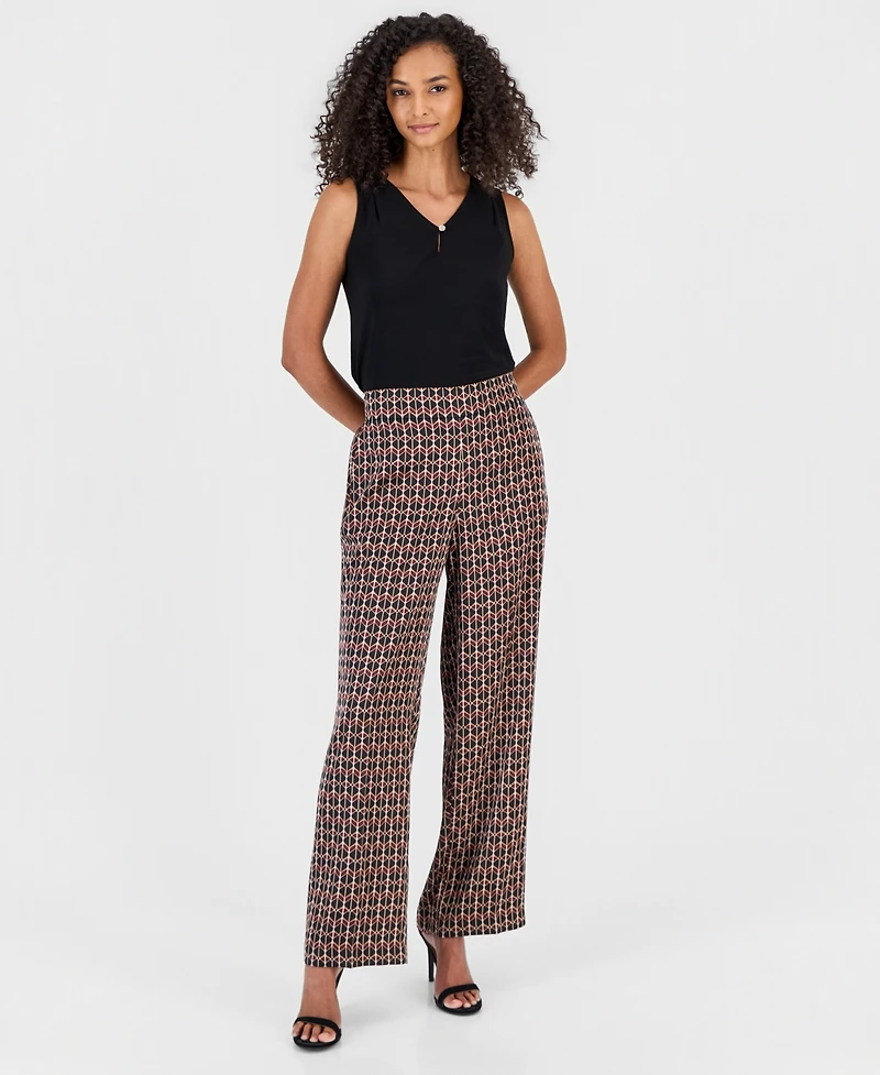 Anne Klein Women's High Rise Pull-On Wide Leg Pants