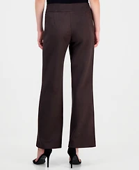 Anne Klein Petite Scuba Suede Pull-On Wide-Leg Pants