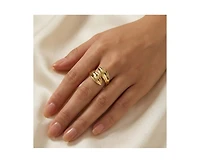 Rachel Glauber Modern 14K Gold Plated Bypass Leaf Wave Ring