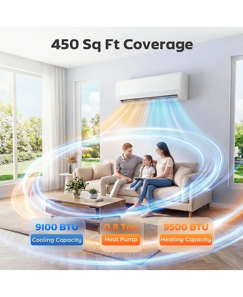 Homcom 9100 Btu Mini Split Air Conditioner 20.5 SEER2 115V Ductless Ac Unit