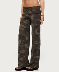 Edikted Women's Lumielle Camo Wide Leg Foldover Pants
