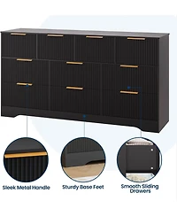 gaomon Fluted Dresser for Bedroom with 10 Drawers, 59" Wide Modern Chest of Drawers Wood Frame