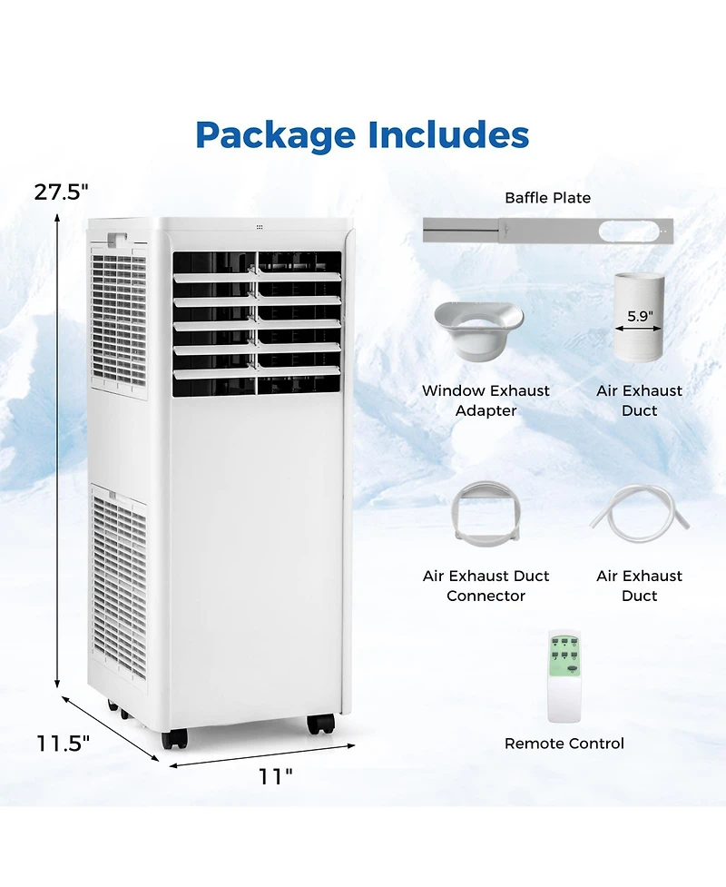 Ecooso 4-in-1 8000 Btu Portable Air Conditioner with Fan and Dehumidifier