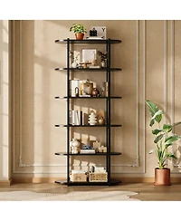 homfan 6-Tier Industrial Tall Bookshelf, Waterproof Panel Storage Shelf with Anti-Tipping Structure, Easy-Clean Multi-Purpose Home Office Display Rack